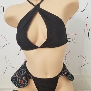 Bikini top with skirt. Stripper outfit. Exotic dancewear.